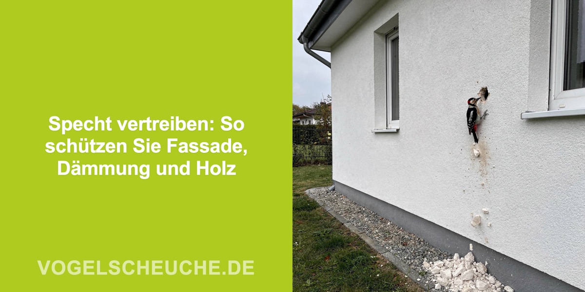 Specht vertreiben: So schützen Sie Fassade, Dämmung und Holz